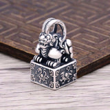 Thai Silver Jewelry Fortune Pixiu Seal Pendant Men's Retro Pendant