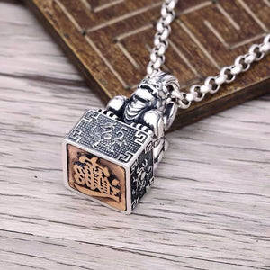 Thai Silver Jewelry Fortune Pixiu Seal Pendant Men's Retro Pendant