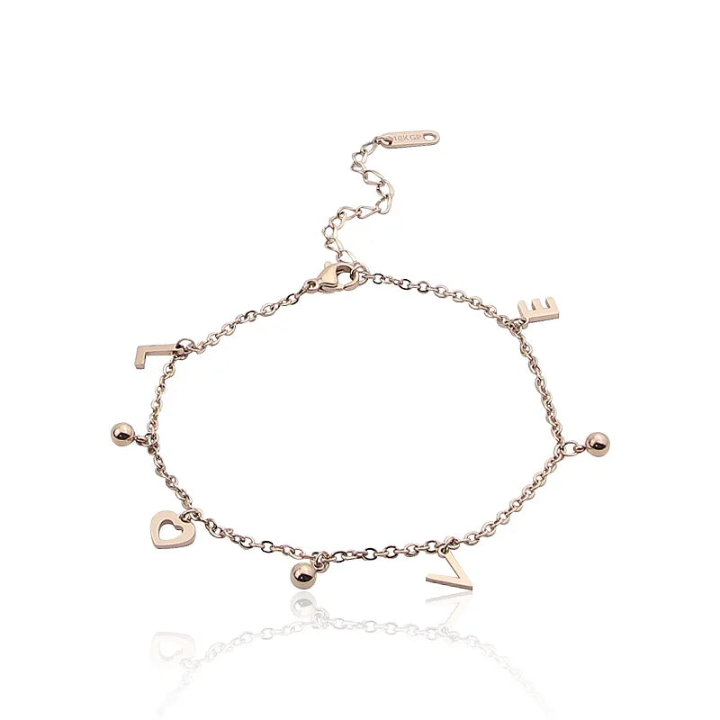 Three Beads Love Letters Anklets Titanium Steel