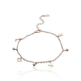 Three Beads Love Letters Anklets Titanium Steel