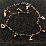 Three Beads Love Letters Refined Anklets Titanium Steel Anti-allergic