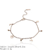 Three Beads Love Letters Anklets Titanium Steel