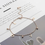 Three Beads Love Letters Anklets Titanium Steel
