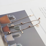Three Beads Love Letters Anklets Titanium Steel
