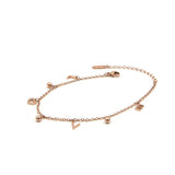 Three Beads Love Letters Refined Anklets Titanium Steel Anti-allergic
