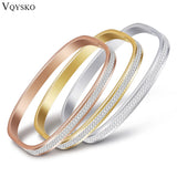 Sparkling Cubic Zirconia Open Bracelet - Stainless Steel Women's Jewelry