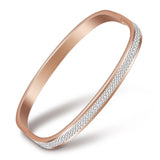 Sparkling Cubic Zirconia Open Bracelet - Stainless Steel Women's Jewelry