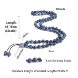 Tibetan 8MM Weathered Stone Bracelet Natural 80 Beads Necklace
