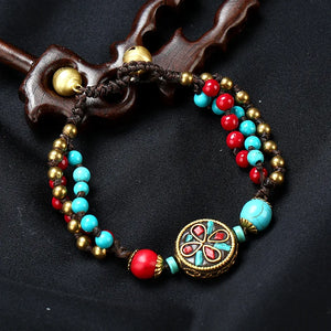 Hand-Woven Nepal Beads Vintage Bracelet Tibetan Ethnic Style Jewelry