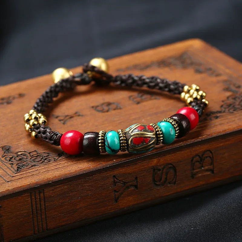 Hand-Woven Nepal Beads Vintage Bracelet Tibetan Ethnic Style Jewelry