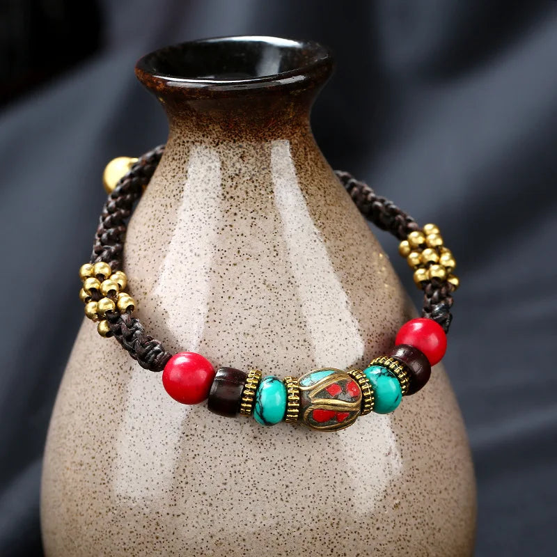 Hand-Woven Nepal Beads Vintage Bracelet Tibetan Ethnic Style Jewelry