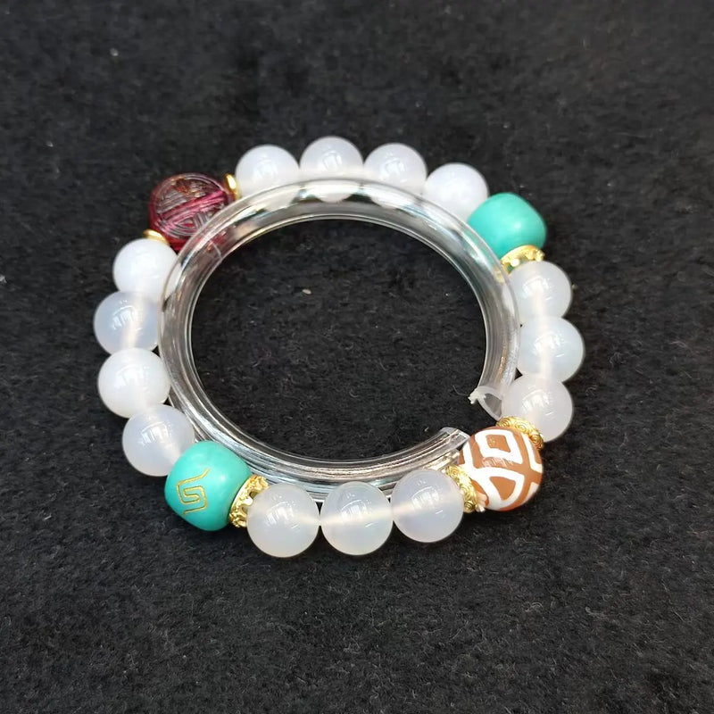 Tibetan King Kong-3 Eyes Totem Agate Dzi Beads Bracelet
