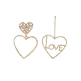 Tide Full Diamond Love French Earrings Asymmetrical Letter Earrings