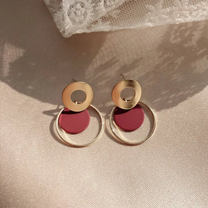 French Metal Earrings Vintage Silver Needle Earrings Women