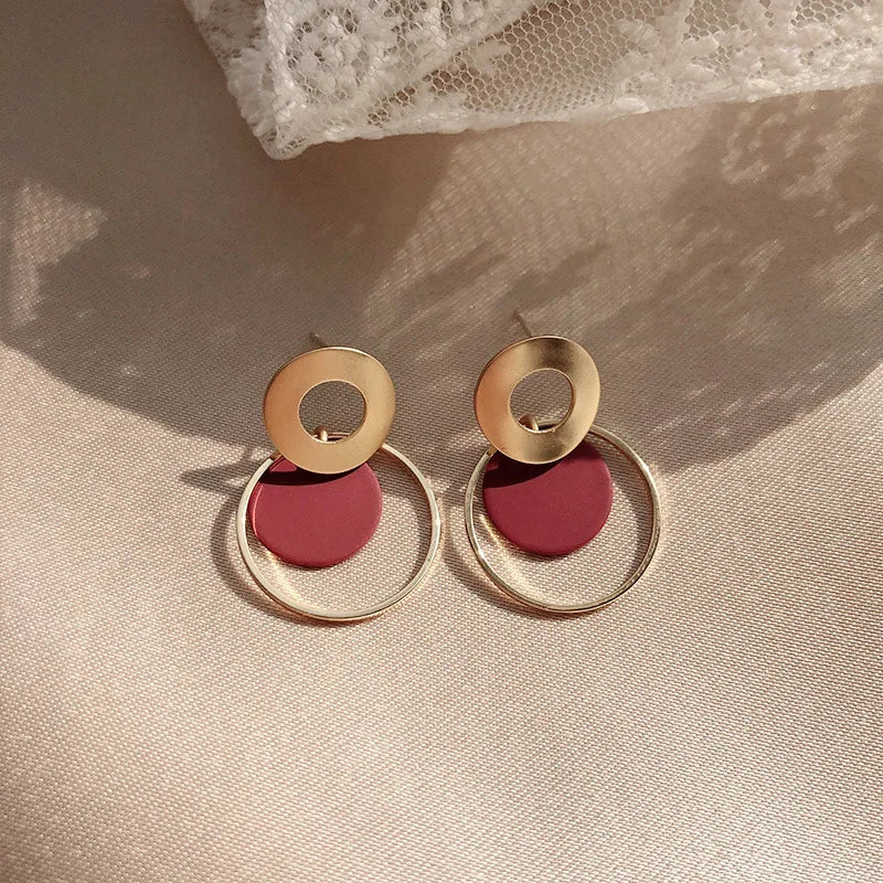 French Metal Earrings Vintage Silver Needle Earrings Women