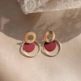 French Metal Earrings Vintage Silver Needle Earrings Women