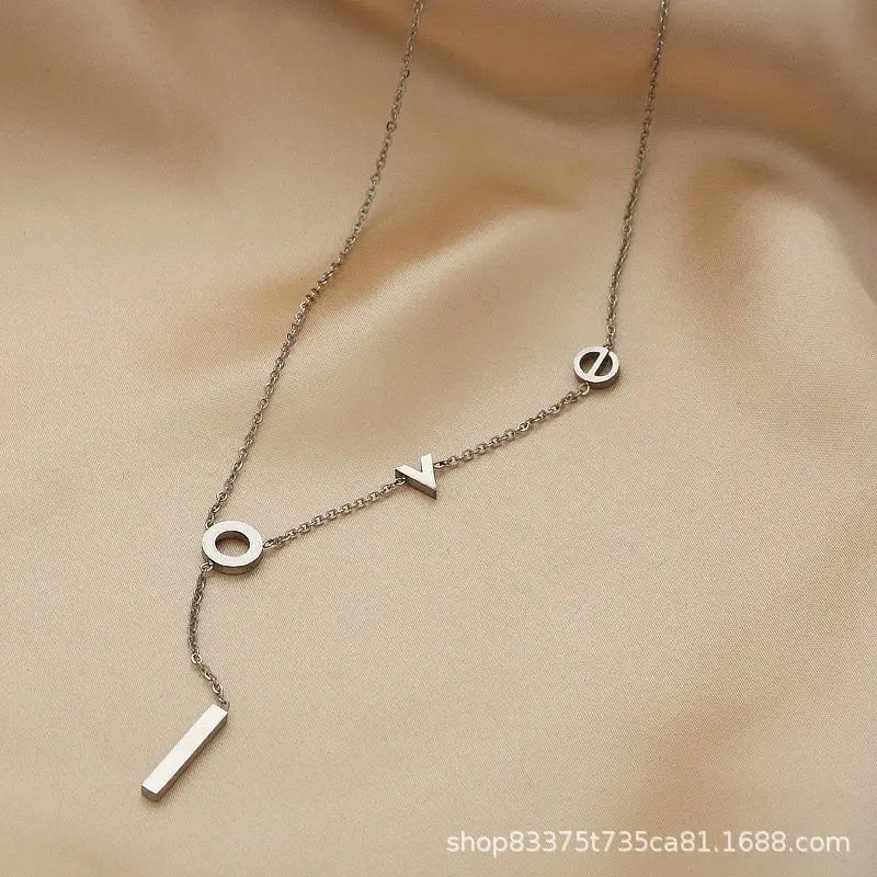 Tide Web Celebrity Love Titanium Steel Necklaces Female Niche Feeling Ins
