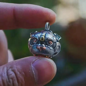 Tiger Head Bell Retro Chinese Style Necklace Pendant Jewelry