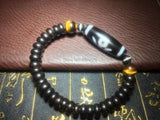 Tiger Eye DZI Bracelet, 9mm Coconut Shell, 10mm Natural Stone, Men Women Jewelry