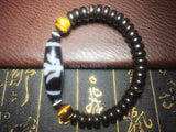 Tiger Eye DZI Bracelet, 9mm Coconut Shell, 10mm Natural Stone, Men Women Jewelry