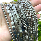 Titanium Grey Hematite Faceted Abacus Oval Square Loose Spacer Beads