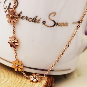 Titanium Steel Jewelry 7 Daisy Anklets For Women Rose Prevent Allergy