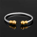 Titanium Steel Charm Ball Open Cuff Bangle Women Bracelet