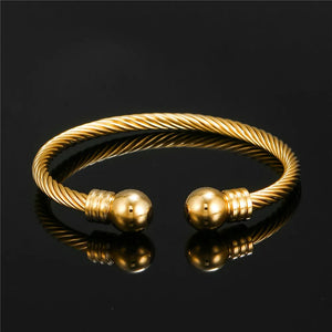 Titanium Steel Charm Ball Open Cuff Bangle Women Bracelet