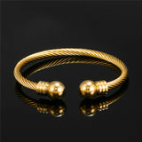 Titanium Steel Charm Ball Open Cuff Bangle Women Bracelet