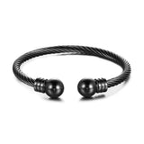 Titanium Steel Charm Ball Open Cuff Bangle Women Bracelet