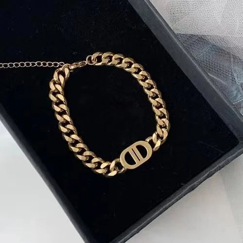 Titanium Steel DD Letter Necklace Bracelet Female Hip Hop