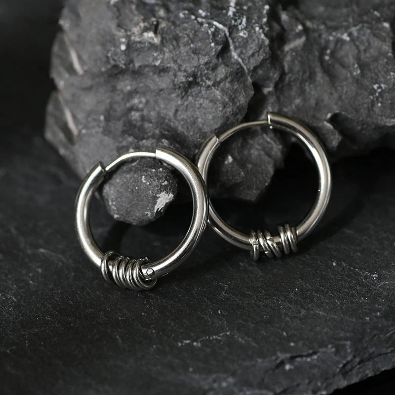 Titanium Steel Geometric Circular Earrings Hip Hop Wild Earrings