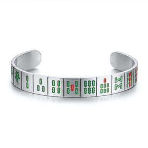 Titanium Steel Mahjong Bracelet Couple Open Bracelet Hip Hop Jewelry