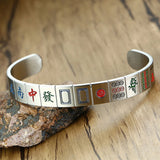 Titanium Steel Mahjong Bracelet Couple Open Bracelet Hip Hop Jewelry