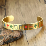 Titanium Steel Mahjong Bracelet Couple Open Bracelet Hip Hop Jewelry