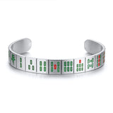 Titanium Steel Mahjong Bracelet Couple Open Bracelet Hip Hop Jewelry