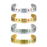 Titanium Steel Mahjong Bracelet Couple Open Bracelet Hip Hop Jewelry