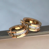 Titanium Steel Rose C Shape Earrings Romantic Jewelry