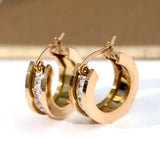 Titanium Steel Rose C Shape Earrings Romantic Jewelry
