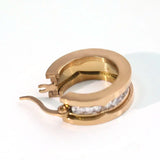 Titanium Steel Rose C Shape Earrings Romantic Jewelry