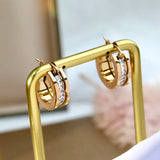 Titanium Steel Rose C Shape Earrings Romantic Jewelry