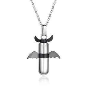 Titanium Steel Angel Wings Perfume Bottle Necklace Ashes Urn