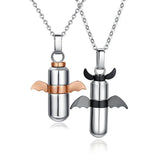 Titanium Steel Angel Wings Perfume Bottle Necklace Ashes Urn