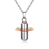 Titanium Steel Angel Wings Perfume Bottle Necklace Ashes Urn