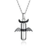 Titanium Steel Angel Wings Perfume Bottle Necklace Ashes Urn