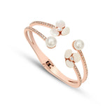 Titanium Steel Flower Zircon Bangle for Women Girls