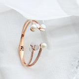 Titanium Steel Flower Zircon Bangle for Women Girls