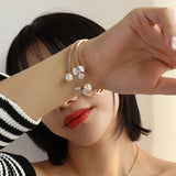 Titanium Steel Flower Zircon Bangle for Women Girls