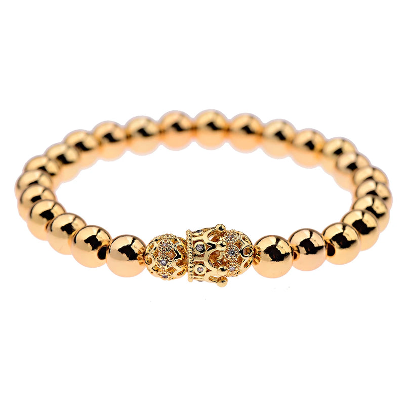 CZ Micro Pave Men Double Leopard Heads Charm Bracelet&Bangle