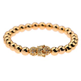 CZ Micro Pave Men Double Leopard Heads Charm Bracelet&Bangle